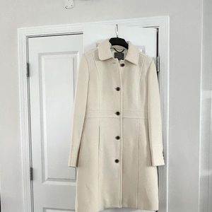 J Crew NWOT Classic Day Coat in Italian Double Cloth Wool Winter White Size 10